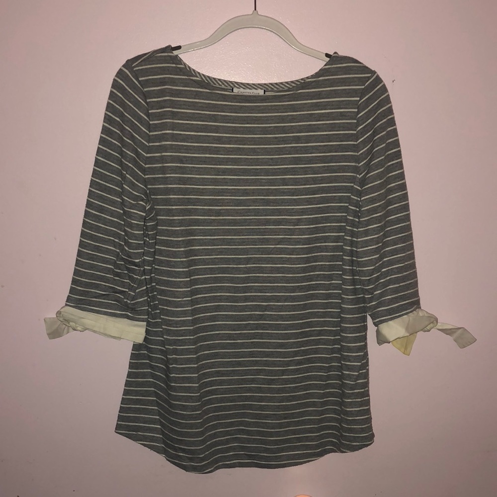 Charter Club | size L | Gray and White Stripes